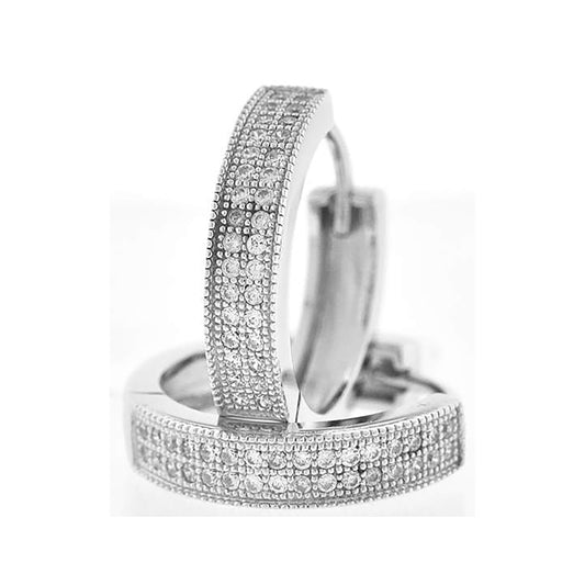925 Sterling Silver 18mm Cz Hoop Earrings