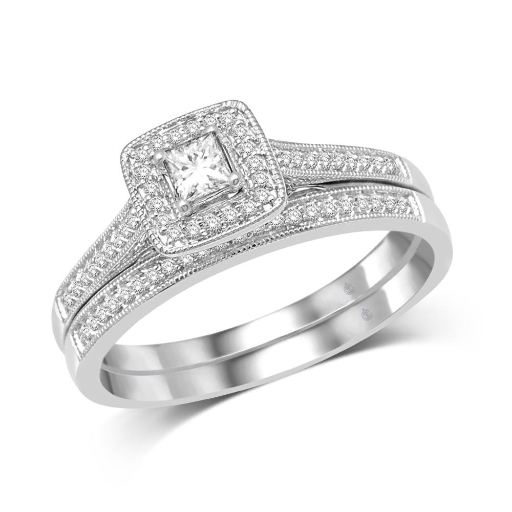 10K White Gold 1/3 Ct.Tw. Diamond Bridal Ring