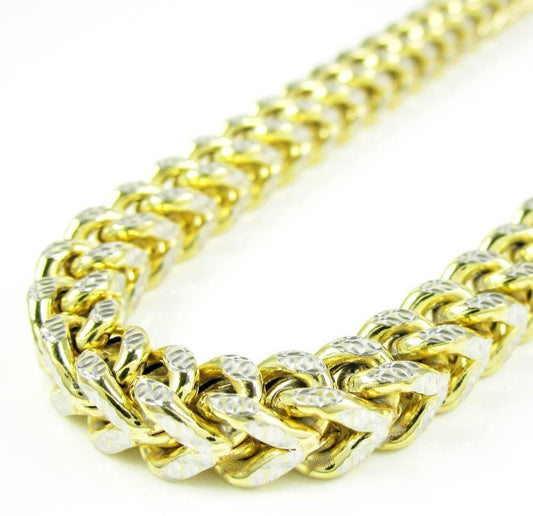 10kt Two-tone Gold Hollow Pave Franco Chain 5mm 20 To 30 Inches