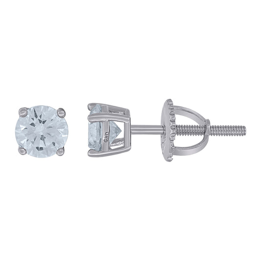 925 Silver 5mm Cz Round Screwback Earrings