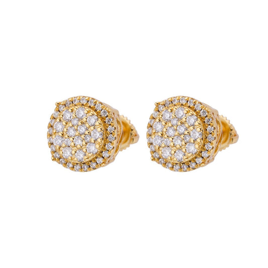 Sterling Silver Moissanite Round Shape Stud Earrings GP 3/4 Cttw
