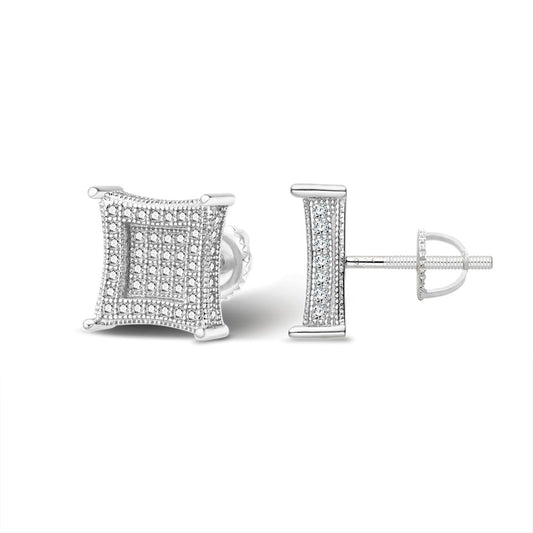 S.Silver Moissanite Square Shape Stud Earrings RP 7/8 Cttw