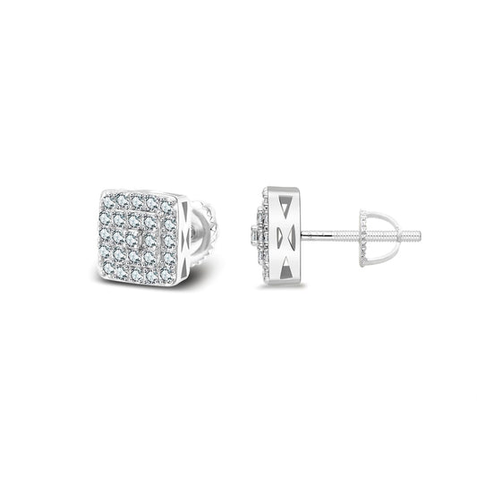 S.Silver Moissanite Square Shape Stud Earrings RP 1/2 Cttw