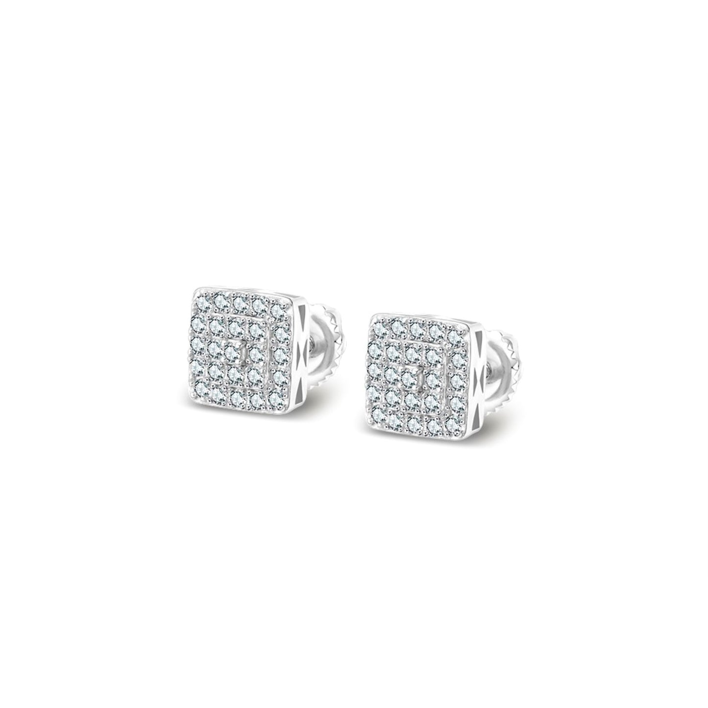 S.Silver Moissanite Square Shape Stud Earrings RP 1/2 Cttw