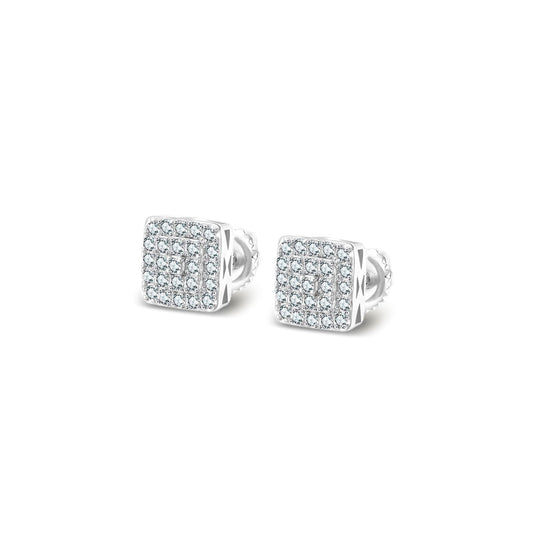 S.Silver Moissanite Square Shape Stud Earrings RP 1/2 Cttw