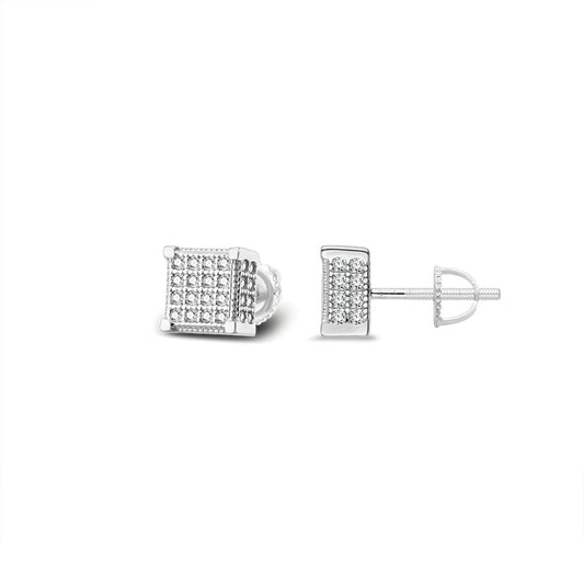 Sterling Silver Moissanite Square Shape Designer Stud Earrings RP 3/8 Cttw