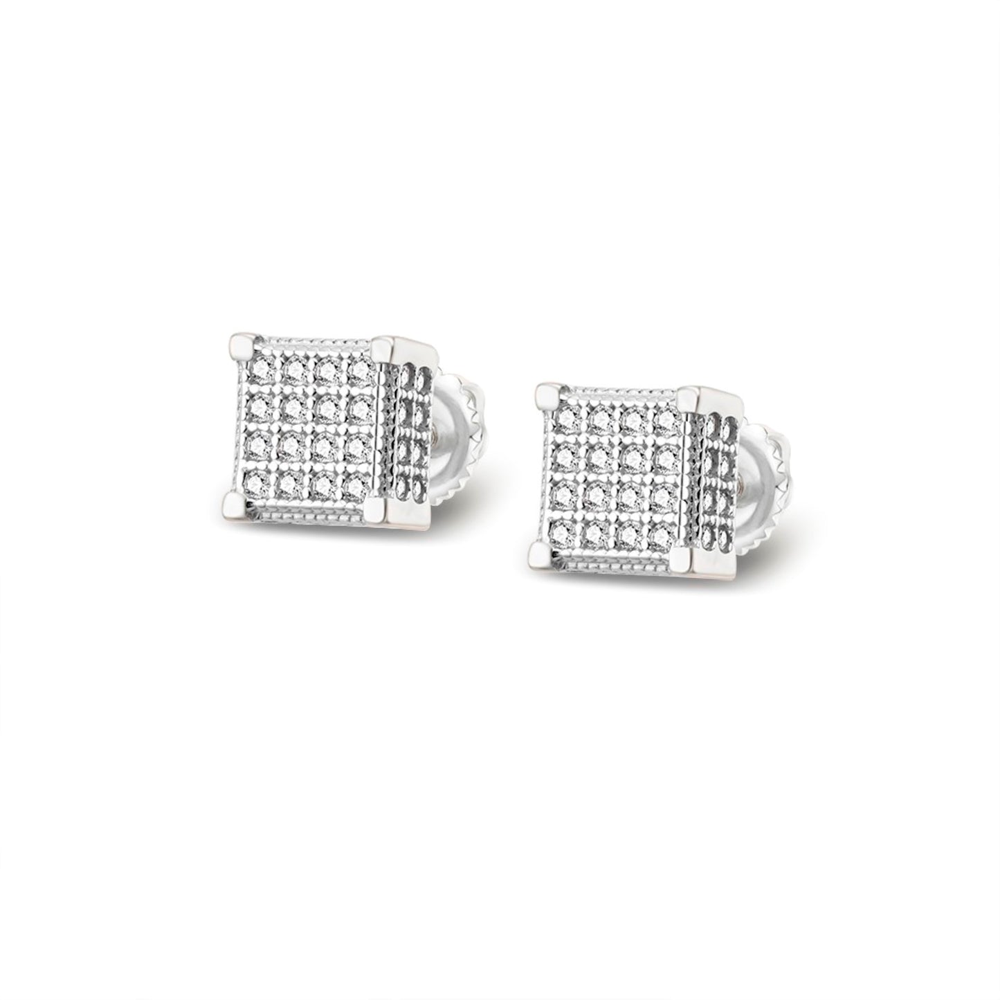 Sterling Silver Moissanite Square Shape Designer Stud Earrings RP 3/8 Cttw