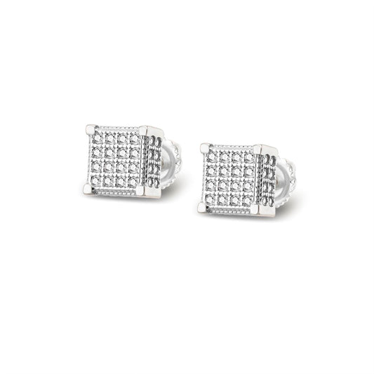 Sterling Silver Moissanite Square Shape Designer Stud Earrings RP 3/8 Cttw