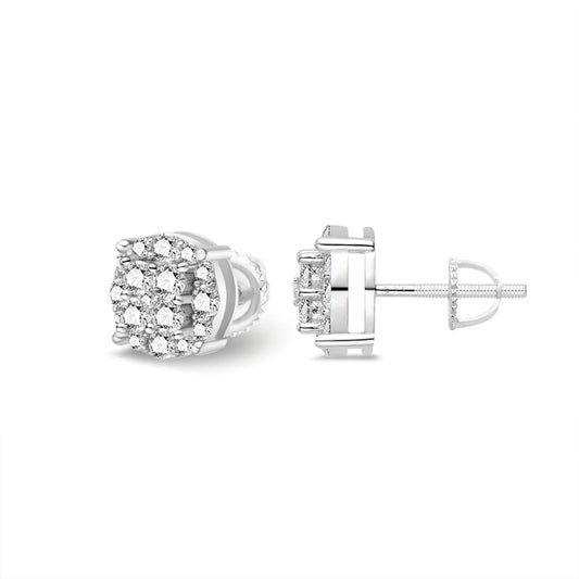 Sterling Silver Moissanite Designer Stud Earrings RP 1-1/8 Cttw