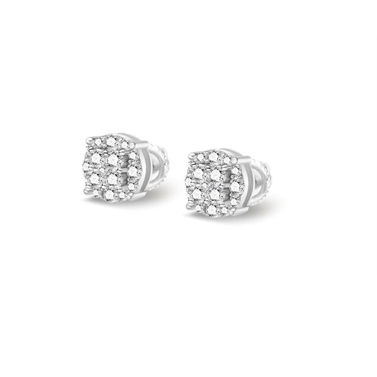 Sterling Silver Moissanite Designer Stud Earrings RP 1-1/8 Cttw