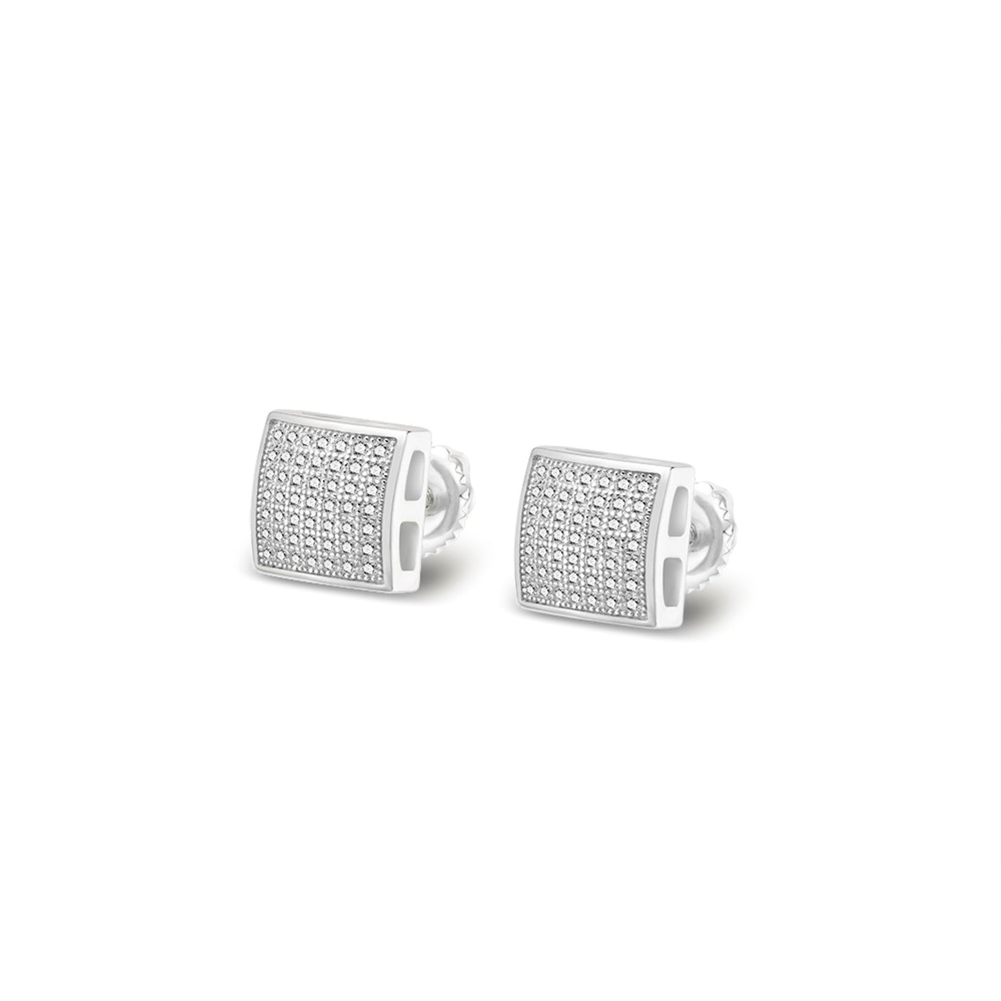 Sterling Silver Round Moissanite Square Shape Stud Earrings RP 3/8 Cttw