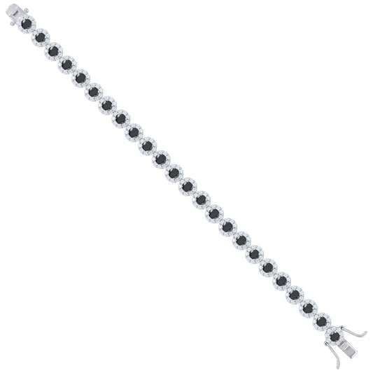925 Sterling Silver Cz Flower Bracelet 7"
