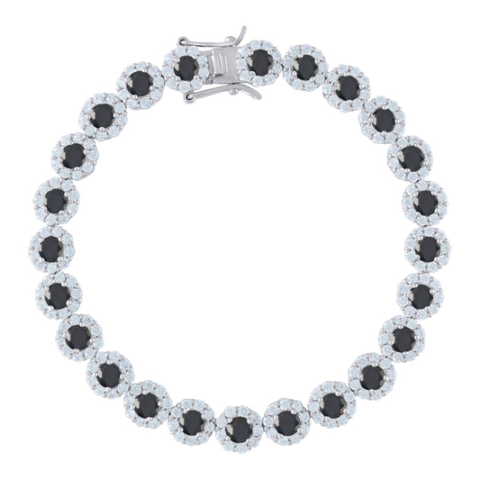 925 Sterling Silver Cz Flower Bracelet 7"
