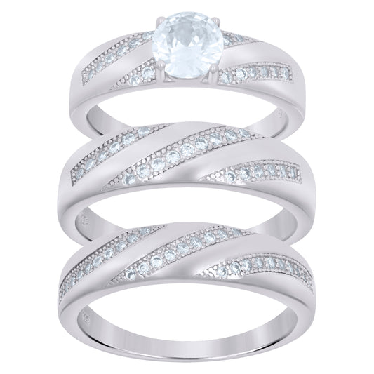 925 Micro-Pave Trio Ring-Sz6