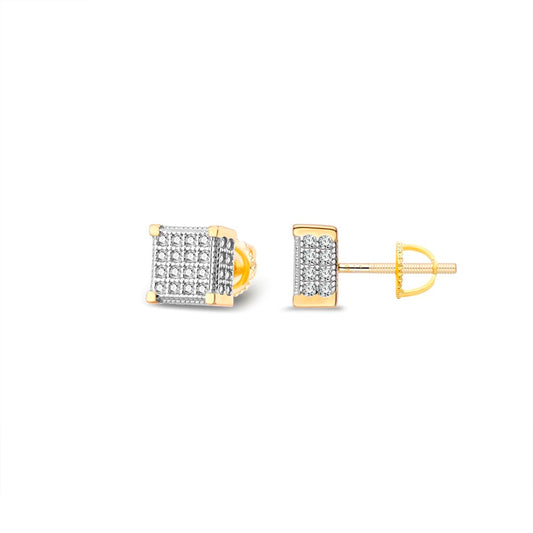 S.Silver Moissanite Square Shape Designer Stud Earrings RP+GP 3/8 Cttw