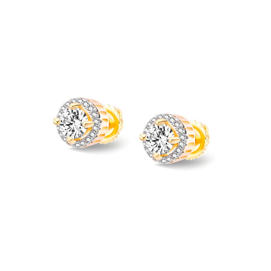 Sterling Silver Round Moissanite Designer Stud Earrings RP+GP 1-1/4 Cttw