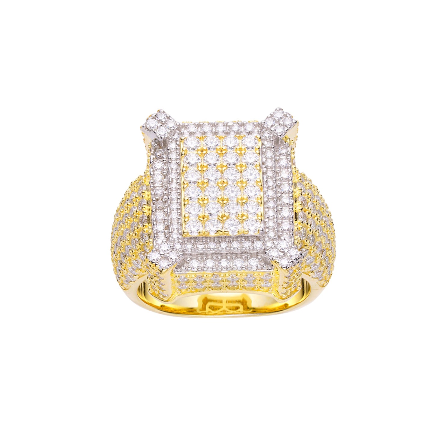 Sterling Silver Round Moissanite Square Shape Sz 9 Mens Ring RP+GP 3-3/4 Cttw