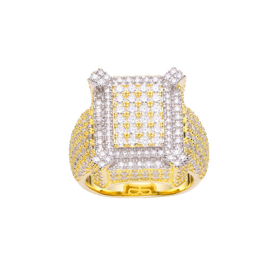 Sterling Silver Round Moissanite Square Shape Sz 9 Mens Ring RP+GP 3-3/4 Cttw