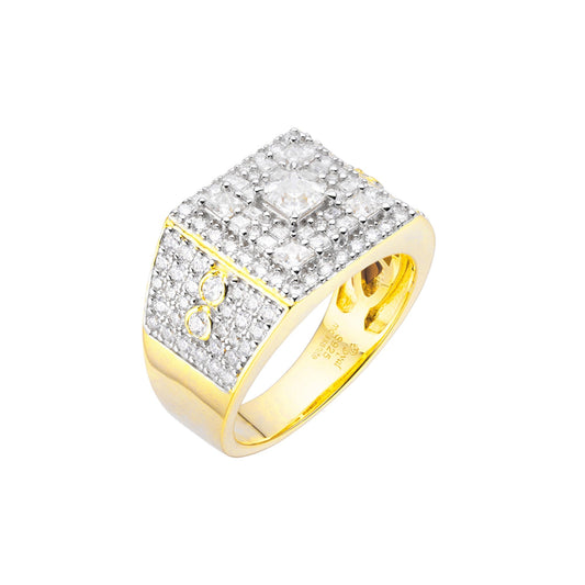 Sterling Silver Round Baguette Moissanite Square Shape Designer Sz 9 Mens Ring RP+GP 2-3/8 Cttw