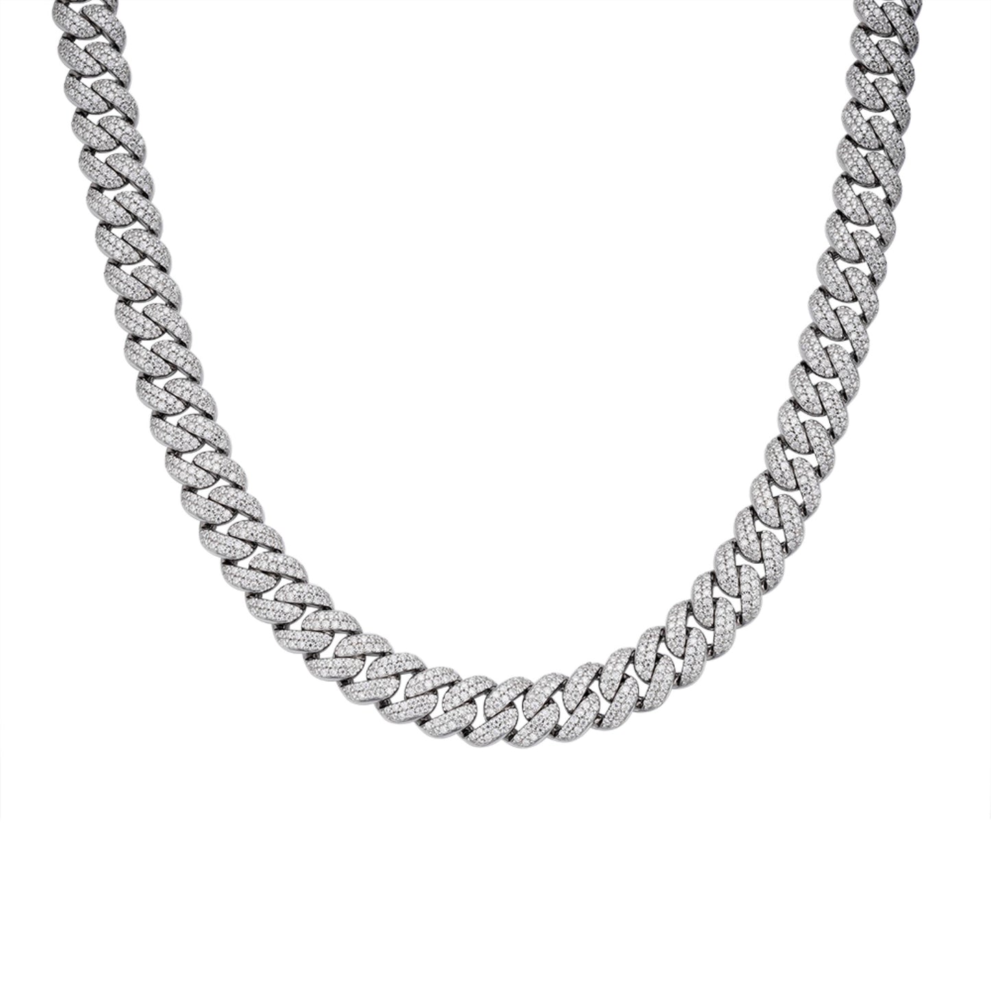 Sterling Silver Moissanite 10Mm Cuban Chain 22 Inch RP 13-5/8 Cttw