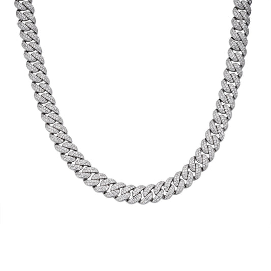 Sterling Silver Moissanite 10Mm Cuban Chain 22 Inch RP 13-5/8 Cttw
