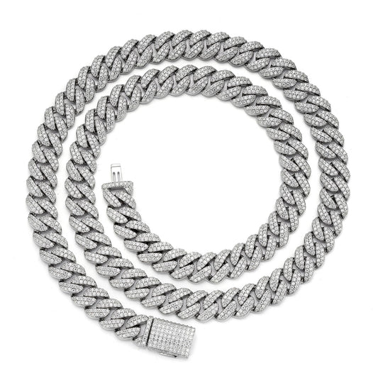 Sterling Silver Moissanite 10Mm Cuban Chain 22 Inch RP 13-5/8 Cttw
