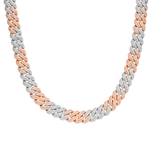 Sterling Silver Moissanite 10mm Cuban Chain 22 Inch Necklace RP+PP 13-5/8 Cttw