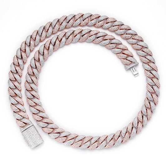 Sterling Silver Moissanite 12Mm Cuban Chain 22 Inch RP+PP 19-5/8 Cttw