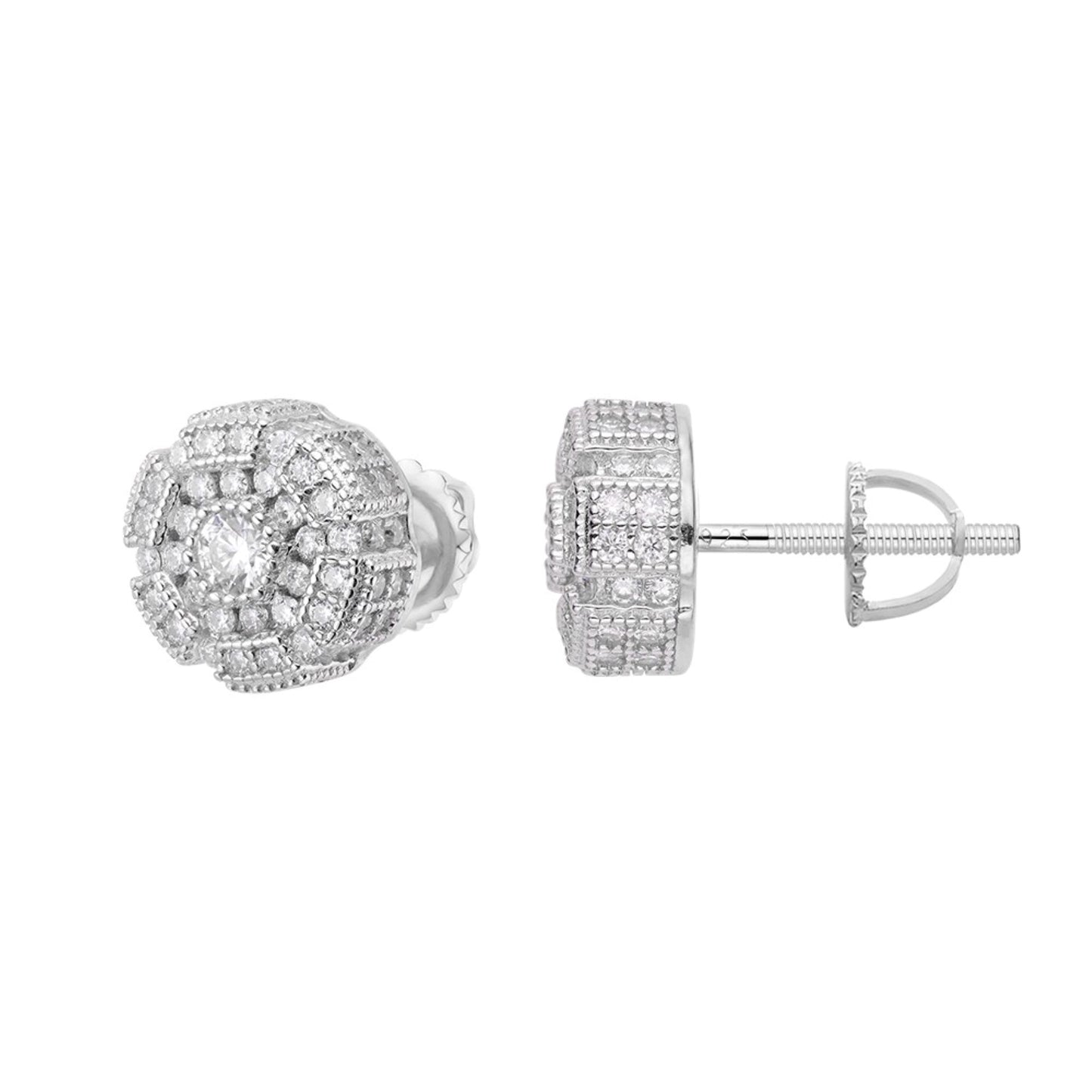 Sterling Silver Round Moissanite Designer Stud Earrings RP 1-1/3 Cttw