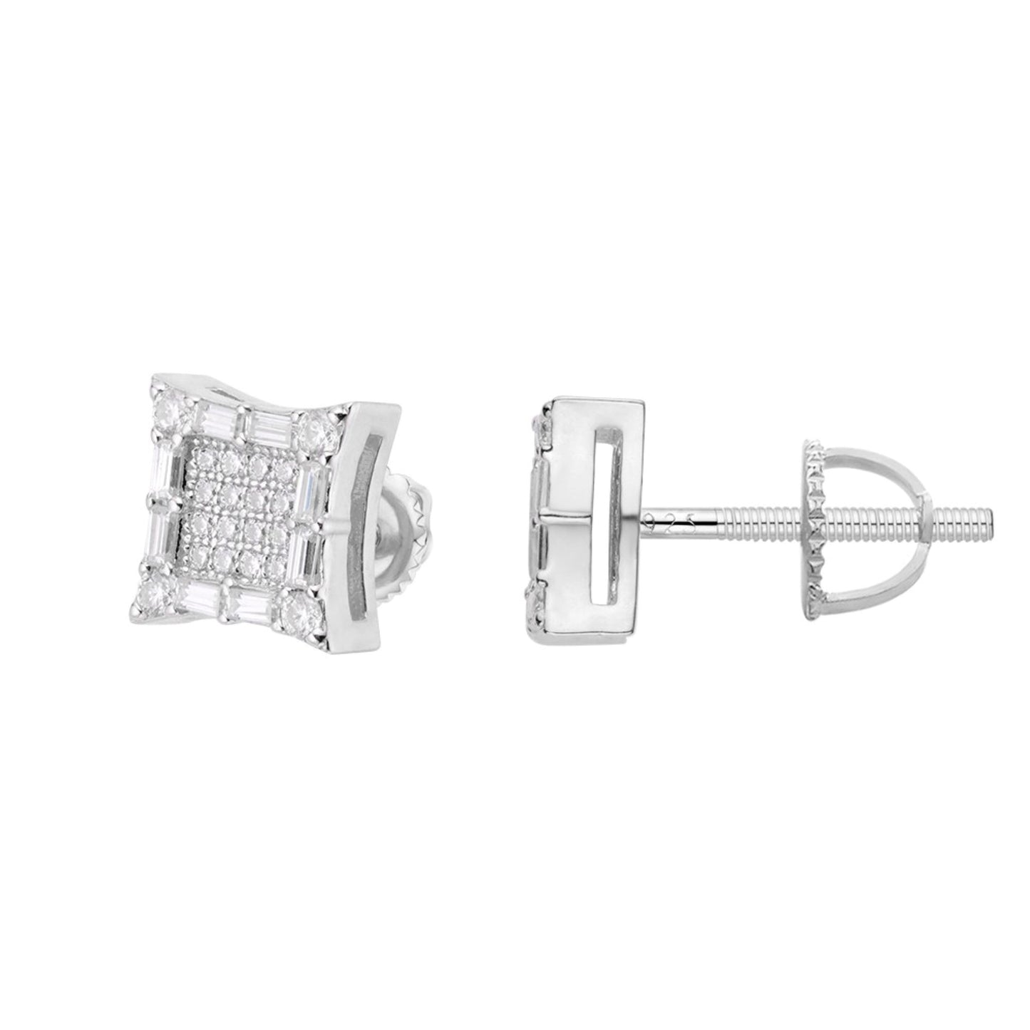 Sterling Silver Moissanite Square Shape Stud Earrings RP 5/8 Cttw