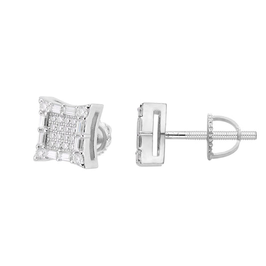 Sterling Silver Moissanite Square Shape Stud Earrings RP 5/8 Cttw