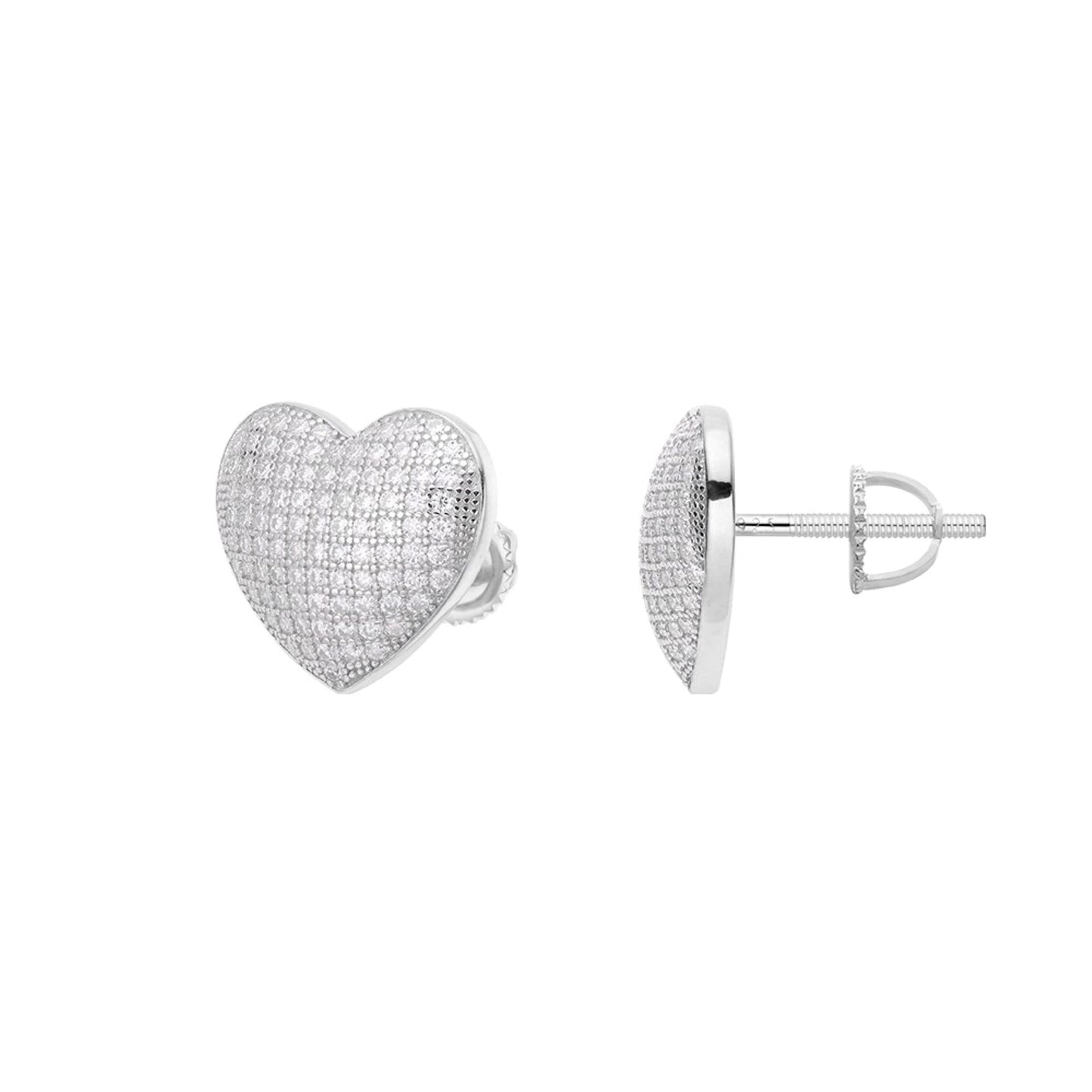S.Silver Round Moissanite Heart Shape Stud Earrings RP 1 Cttw