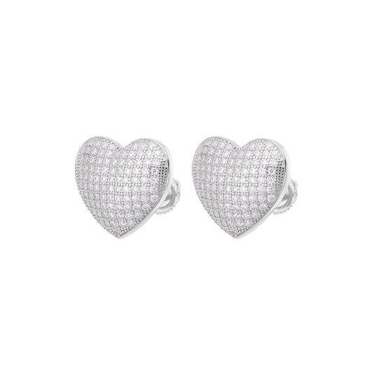 S.Silver Round Moissanite Heart Shape Stud Earrings RP 1 Cttw