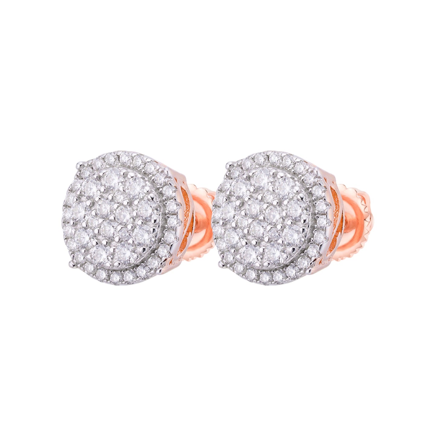 S.Silver Moissanite Halo Round Shape Designer Stud Earrings RP+PP 3/4 Cttw