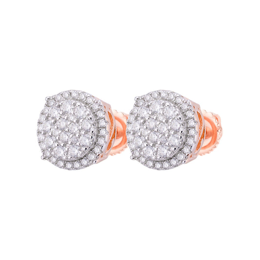 S.Silver Moissanite Halo Round Shape Designer Stud Earrings RP+PP 3/4 Cttw