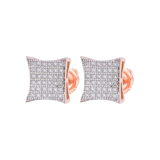 S.Silver Round Moissanite Square Shape Cluster Stud Earrings RP+PP 1/2 Cttw