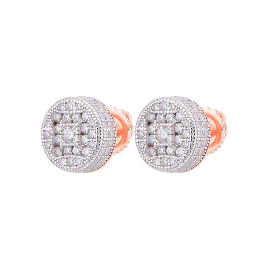 S.Silver Round Baguette Moissanite Round Shape Stud Earrings RP+PP 7/8 Cttw