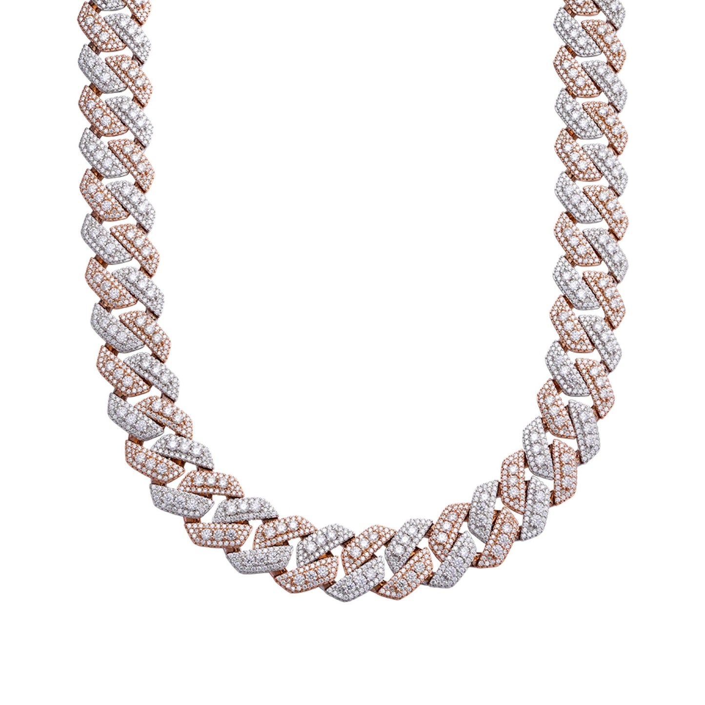 Sterling Silver Round Big Stone in Center Surrounded with Small Stones 20mm Moissanite Cuban Chain 22Inch Necklace RP+PP 55-5/8 Cttw