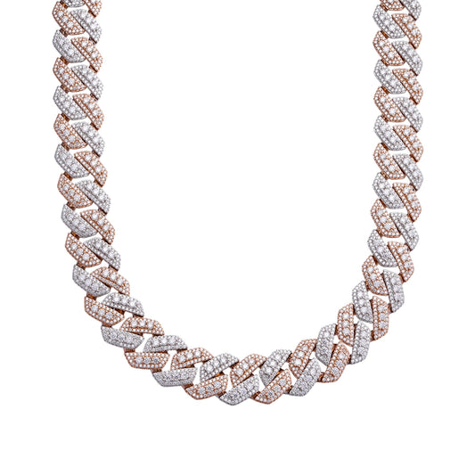 Sterling Silver Round Big Stone in Center Surrounded with Small Stones 20mm Moissanite Cuban Chain 22Inch Necklace RP+PP 55-5/8 Cttw