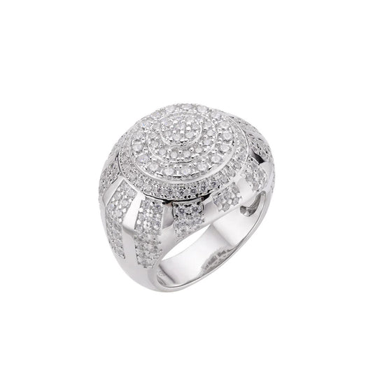 Sterling Silver Round Moissanite SZ 10 Designer Mens Ring RP 2-1/2 Cttw