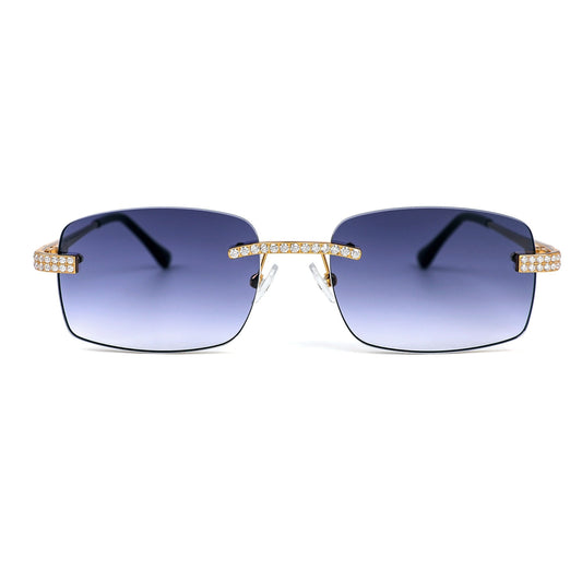 Sterling Silver Round Moissanite Cartier Square with Bevel Shape Gray Lens Wooden Glasses GP