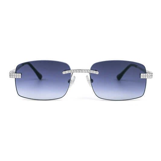 Sterling Silver Round Moissanite Cartier Square with Bevel Shape Gray Lens Wooden Glasses RP