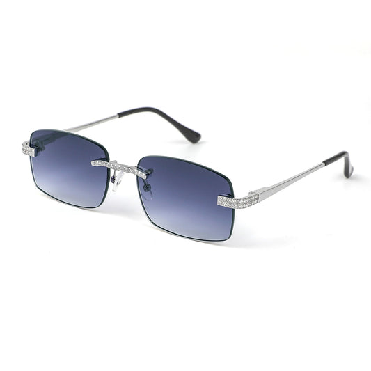 Sterling Silver Round Moissanite Cartier Square with Bevel Shape Gray Lens Wooden Glasses RP