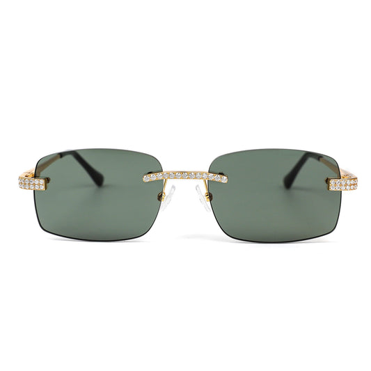 Sterling Silver Round Moissanite Cartier Square with Bevel Shape Black Lens Wooden Glasses GP