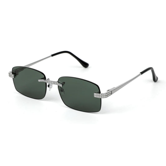 Sterling Silver Round Moissanite Cartier Square with Bevel Shape Black Lens Wooden Glasses RP