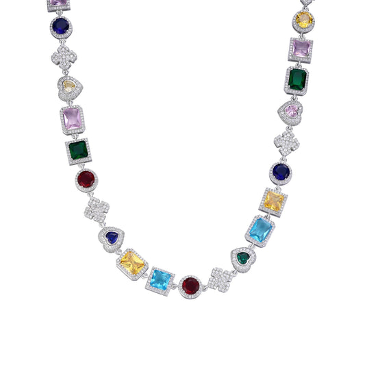 Sterling Silver Round Moissanite Cross with Color Stone Designer 22 Inch Necklace RP 11 Cttw