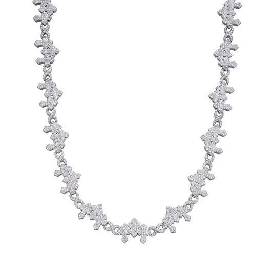 Sterling Silver Round Moissanite Infinity 3 Cross 22 Inch Religious Necklace RP 9-5/8 Cttw