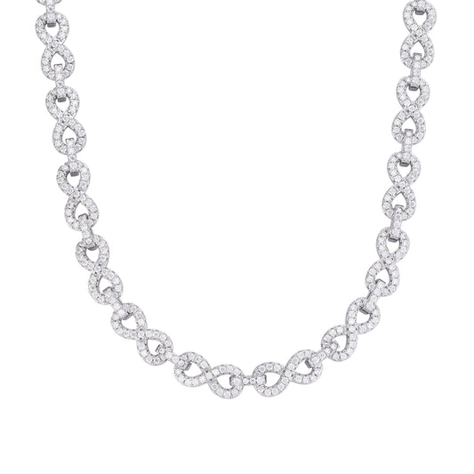 Sterling Silver 8mm Round Moissanite Infinity 22 Inch Designer Necklace RP 12 Cttw