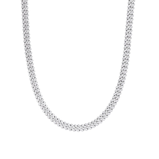 Sterling Silver 6mm Round Moissanite Cuban 22 Inch Necklace RP 5-3/8 Cttw