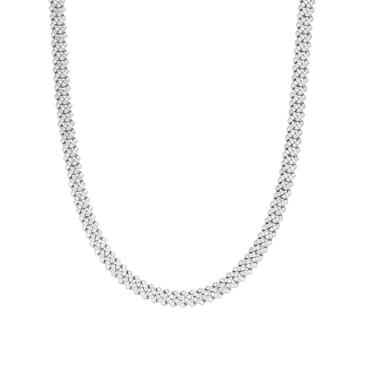 Sterling Silver 6mm Round Moissanite Cuban 18 Inch Necklace RP 5-3/8 Cttw